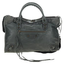 BALENCIAGA The City Hand Bag Leather 2way Gray 115748 Auth 184725SAM-13