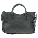 BALENCIAGA The City Hand Bag Leather 2way Gray 115748 Auth 184725SAM-2