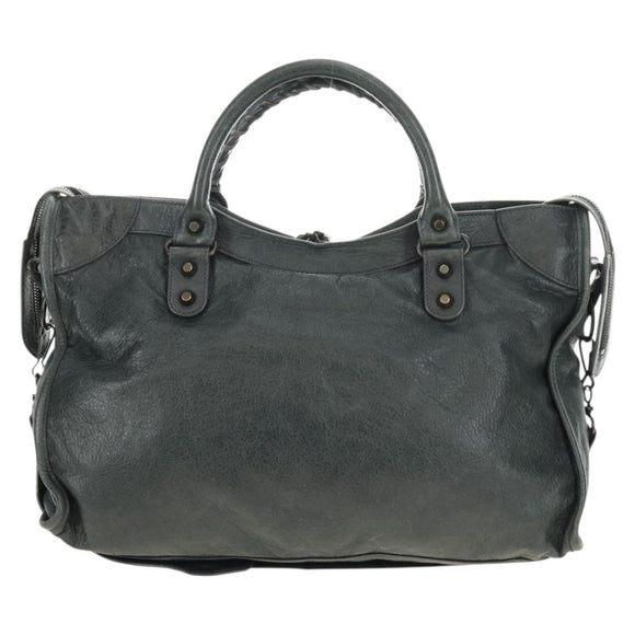 BALENCIAGA The City Hand Bag Leather 2way Gray 115748 Auth 184725SAM