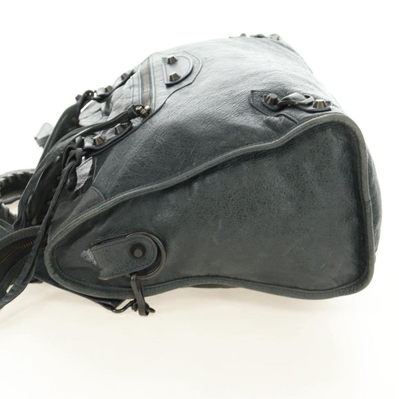BALENCIAGA The City Hand Bag Leather 2way Gray 115748 Auth 184725SAM