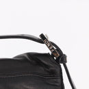 FENDI Mamma Baguette Shoulder Bag Leather Black Silver Auth 184726SAV-14