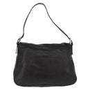 FENDI Mamma Baguette Shoulder Bag Leather Black Silver Auth 184726SAV-3