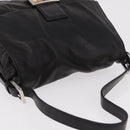 FENDI Mamma Baguette Shoulder Bag Leather Black Silver Auth 184726SAV-6