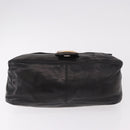 FENDI Mamma Baguette Shoulder Bag Leather Black Silver Auth 184726SAV-9