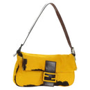 FENDI Mamma Baguette Shoulder Bag Harako leather Yellow Silver Auth 184727SAV-1