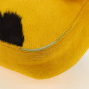 FENDI Mamma Baguette Shoulder Bag Harako leather Yellow Silver Auth 184727SAV-16