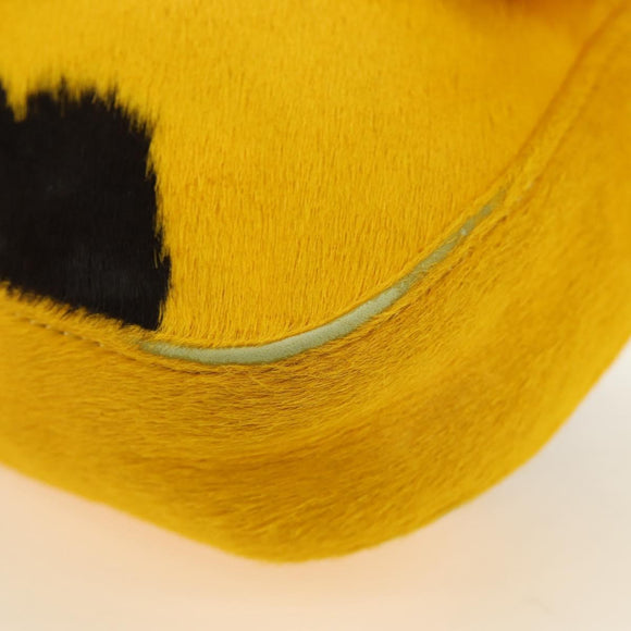 FENDI Mamma Baguette Shoulder Bag Harako leather Yellow Silver Auth 184727SAV