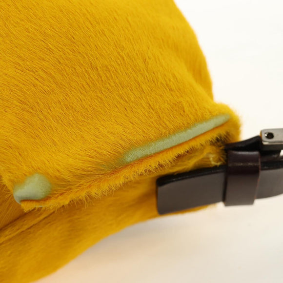 FENDI Mamma Baguette Shoulder Bag Harako leather Yellow Silver Auth 184727SAV
