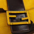 FENDI Mamma Baguette Shoulder Bag Harako leather Yellow Silver Auth 184727SAV-19