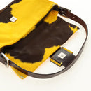 FENDI Mamma Baguette Shoulder Bag Harako leather Yellow Silver Auth 184727SAV-20