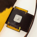 FENDI Mamma Baguette Shoulder Bag Harako leather Yellow Silver Auth 184727SAV-21