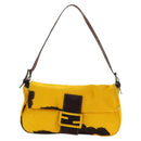 FENDI Mamma Baguette Shoulder Bag Harako leather Yellow Silver Auth 184727SAV-13