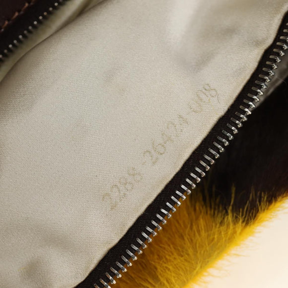 FENDI Mamma Baguette Shoulder Bag Harako leather Yellow Silver Auth 184727SAV