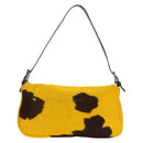 FENDI Mamma Baguette Shoulder Bag Harako leather Yellow Silver Auth 184727SAV-2