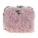 PRADA Chain Shoulder Bag Fur Pink Silver Auth 184728SAM-13