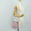 PRADA Chain Shoulder Bag Fur Pink Silver Auth 184728SAM-25