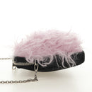 PRADA Chain Shoulder Bag Fur Pink Silver Auth 184728SAM-3