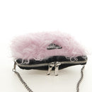 PRADA Chain Shoulder Bag Fur Pink Silver Auth 184728SAM-6