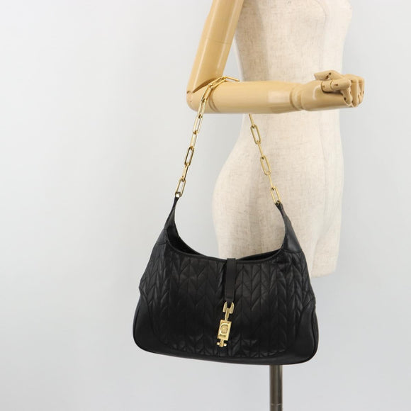 GUCCI Jackie Shoulder Bag Leather Black Gold 001 4015 Auth 184729V
