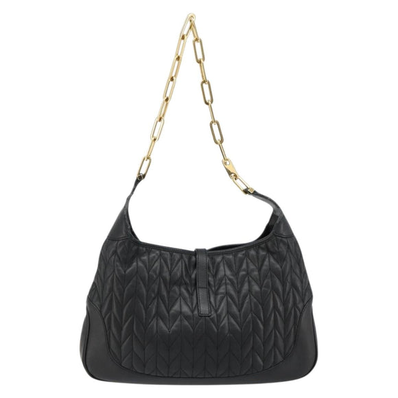 GUCCI Jackie Shoulder Bag Leather Black Gold 001 4015 Auth 184729V