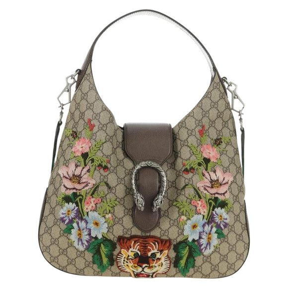 GUCCI GG Supreme Dionysus Web Sherry Line Bag PVC Beige 446687 Auth 184731SAM