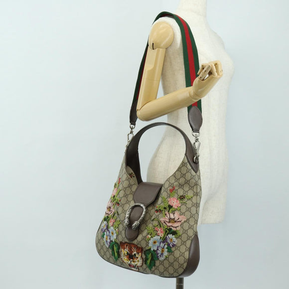 GUCCI GG Supreme Dionysus Web Sherry Line Bag PVC Beige 446687 Auth 184731SAM