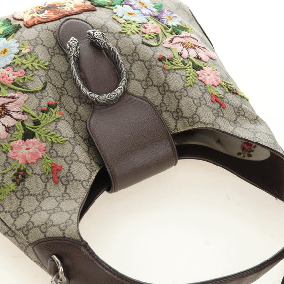 GUCCI GG Supreme Dionysus Web Sherry Line Bag PVC Beige 446687 Auth 184731SAM