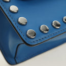 PRADA Shoulder Bag Leather Blue Silver Auth 184732M-16