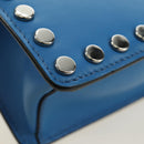 PRADA Shoulder Bag Leather Blue Silver Auth 184732M-18