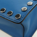 PRADA Shoulder Bag Leather Blue Silver Auth 184732M-19