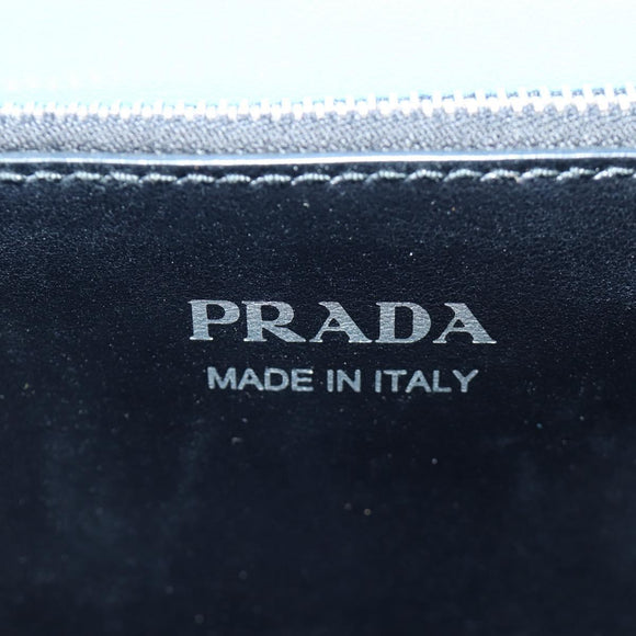 PRADA Shoulder Bag Leather Blue Silver Auth 184732M