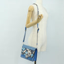 PRADA Shoulder Bag Leather Blue Silver Auth 184732M-30