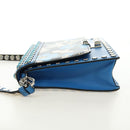 PRADA Shoulder Bag Leather Blue Silver Auth 184732M-3