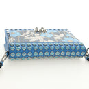 PRADA Shoulder Bag Leather Blue Silver Auth 184732M-6