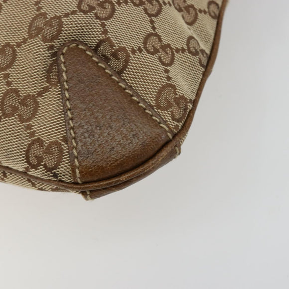 GUCCI GG Canvas Horsebit Shoulder Bag Beige Gold 145826 Auth 184733A