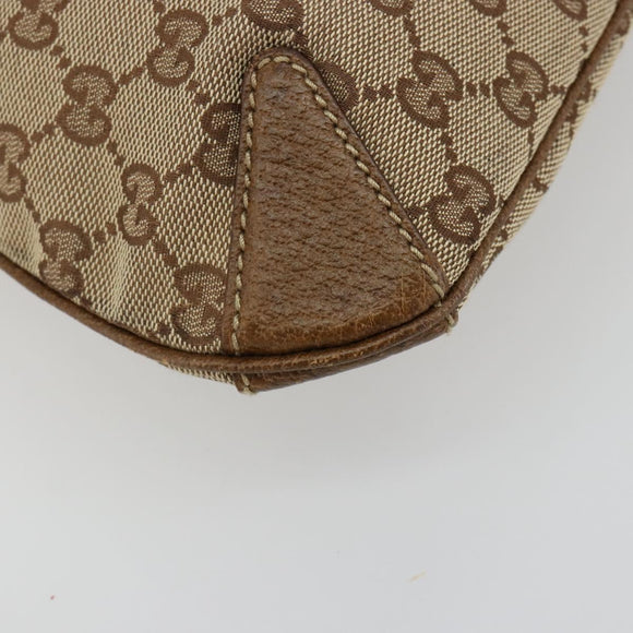 GUCCI GG Canvas Horsebit Shoulder Bag Beige Gold 145826 Auth 184733A