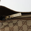 GUCCI GG Canvas Horsebit Shoulder Bag Beige Gold 145826 Auth 184733A-10