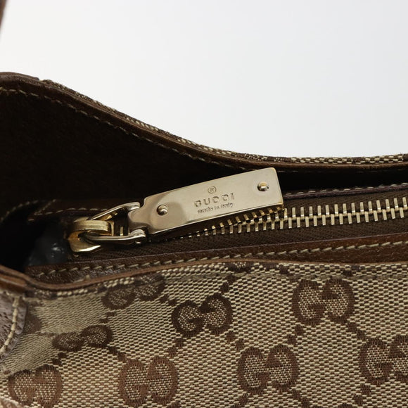 GUCCI GG Canvas Horsebit Shoulder Bag Beige Gold 145826 Auth 184733A
