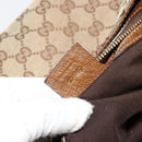 GUCCI GG Canvas Horsebit Shoulder Bag Beige Gold 145826 Auth 184733A-12