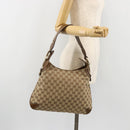 GUCCI GG Canvas Horsebit Shoulder Bag Beige Gold 145826 Auth 184733A-22