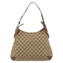 GUCCI GG Canvas Horsebit Shoulder Bag Beige Gold 145826 Auth 184733A-2