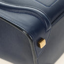 CELINE Luggage Micro Shopper Hand Bag Leather Navy Gold Auth 184734V-10