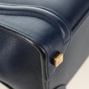 CELINE Luggage Micro Shopper Hand Bag Leather Navy Gold Auth 184734V-12