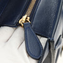 CELINE Luggage Micro Shopper Hand Bag Leather Navy Gold Auth 184734V-16