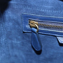 CELINE Luggage Micro Shopper Hand Bag Leather Navy Gold Auth 184734V-22