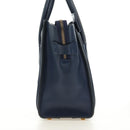 CELINE Luggage Micro Shopper Hand Bag Leather Navy Gold Auth 184734V-4