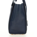 CELINE Luggage Micro Shopper Hand Bag Leather Navy Gold Auth 184734V-5