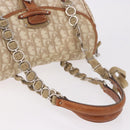 Christian Dior Trotter Canvas Romantic Chain Hand Bag Ivory Silver Auth 184735A-7
