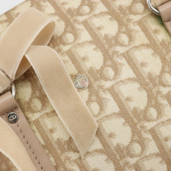 Christian Dior Trotter Canvas Romantic Chain Bag PVC Ivory Silver Auth 184736
