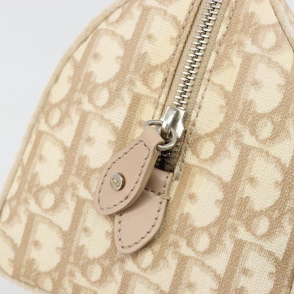 Christian Dior Trotter Canvas Romantic Chain Bag PVC Ivory Silver Auth 184736
